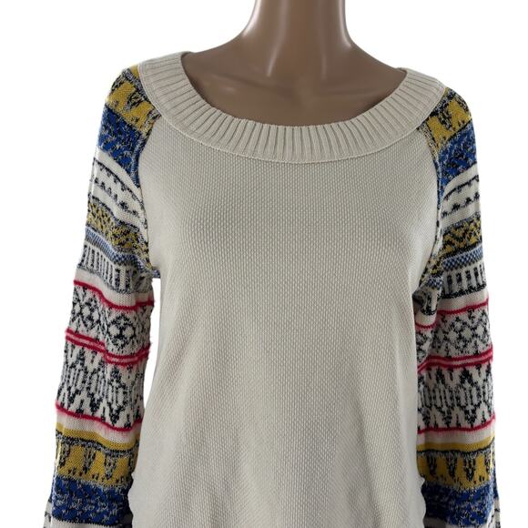 Free People White Fairground Cotton Thermal Sweater Sleeve Top - Picture 6 of 12